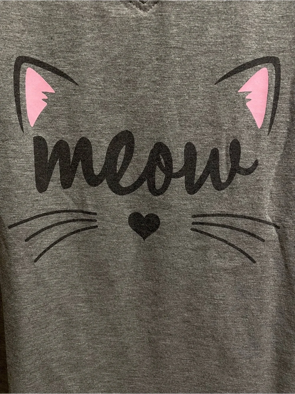 Cute Meow Cat Mom Graphic V-Neck T-Shirt Gray XXL🐱